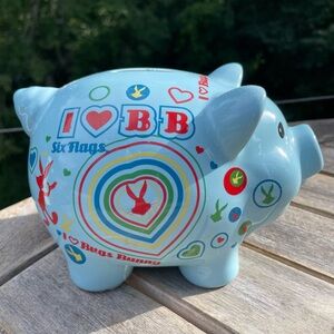 Vintage Six Flags Ceramic I Love Bugs Bunny Piggy Bank